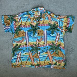 Kahala Shirt Men XXL Multicolor Button Up Short Sleeve Surfing Tropical Hawaiian